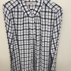 LOFT Monochrome Checkered Blouse